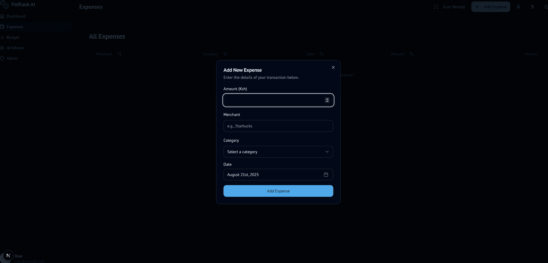 FinTrack AI - Intelligent Finance Tracker screenshot 1