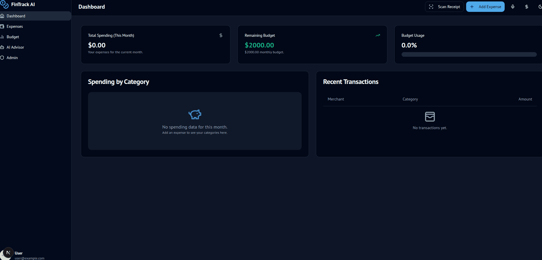 FinTrack AI - Intelligent Finance Tracker — portfolio project
