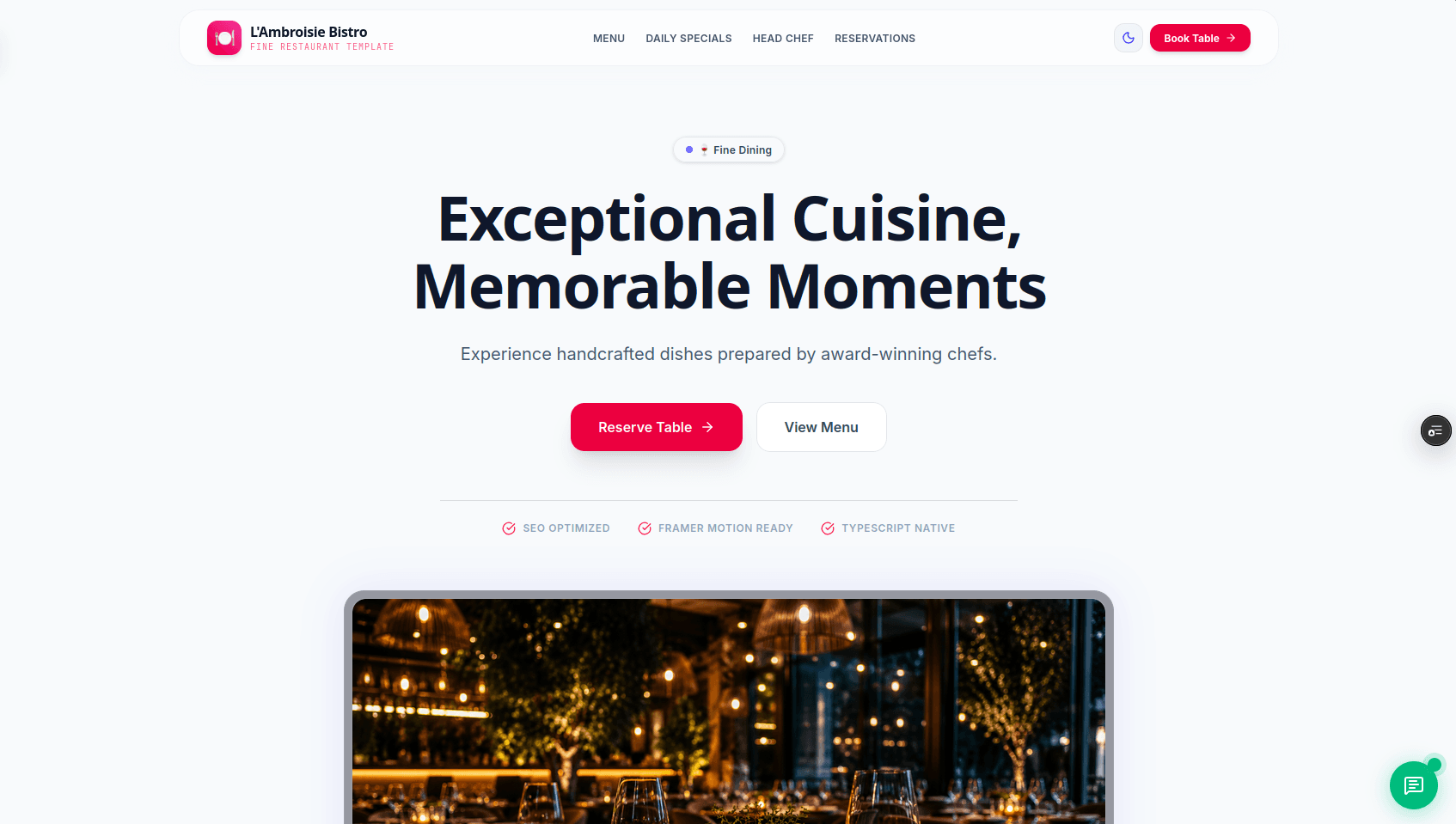 Restaurant Website  project preview