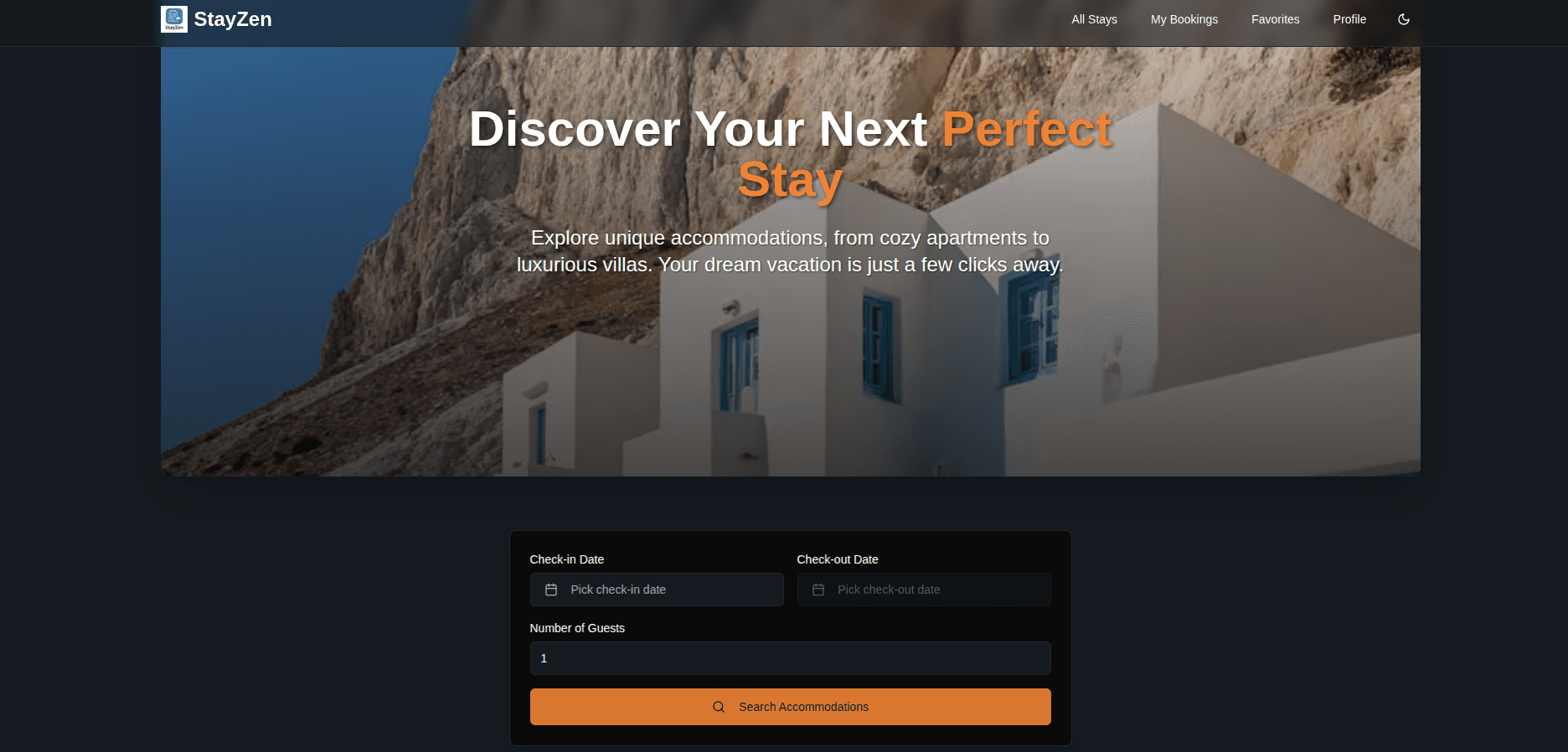 StayZen - Accommodation Booking App — portfolio project