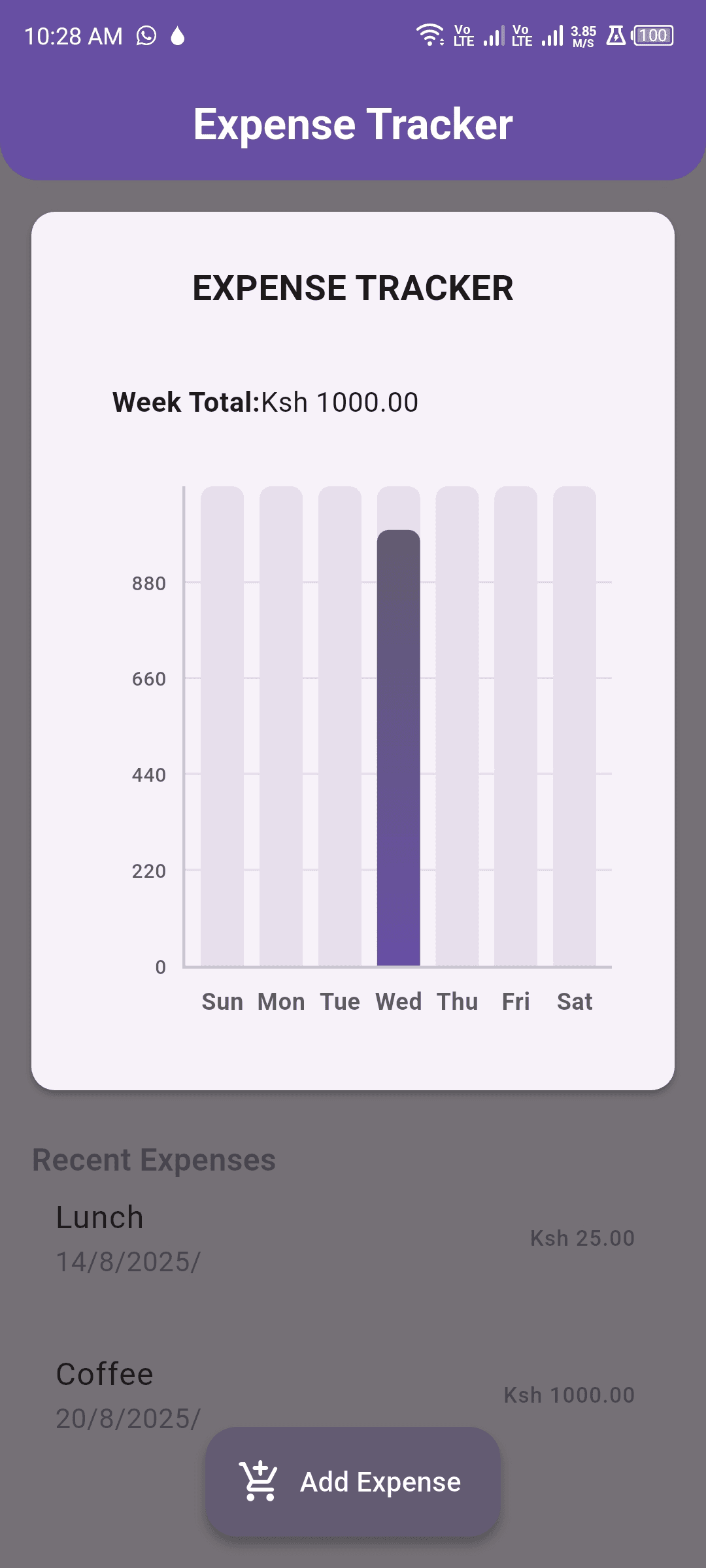 Flutter Expense Tracker screenshot 1