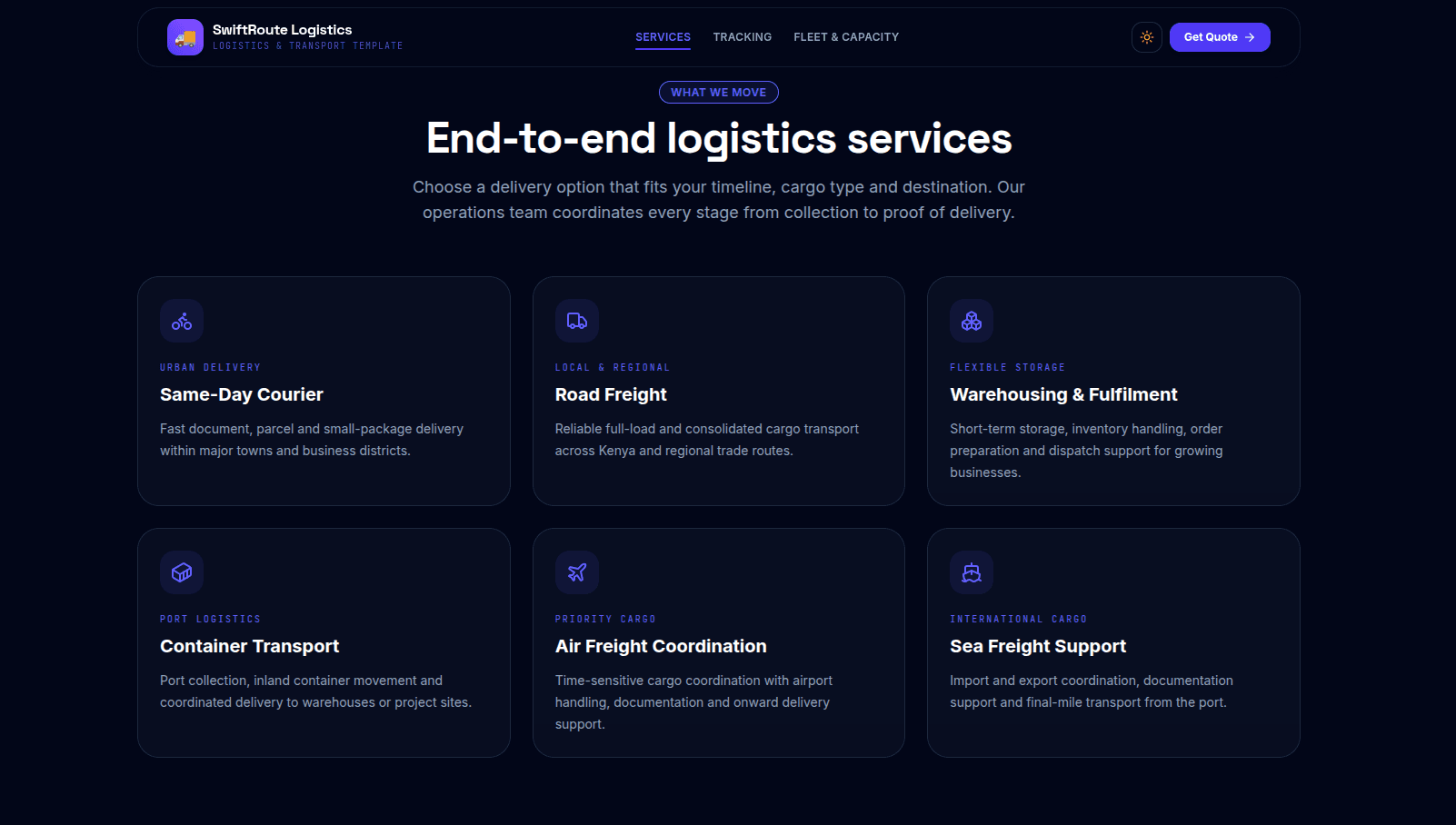 Logistics Website screenshot 2