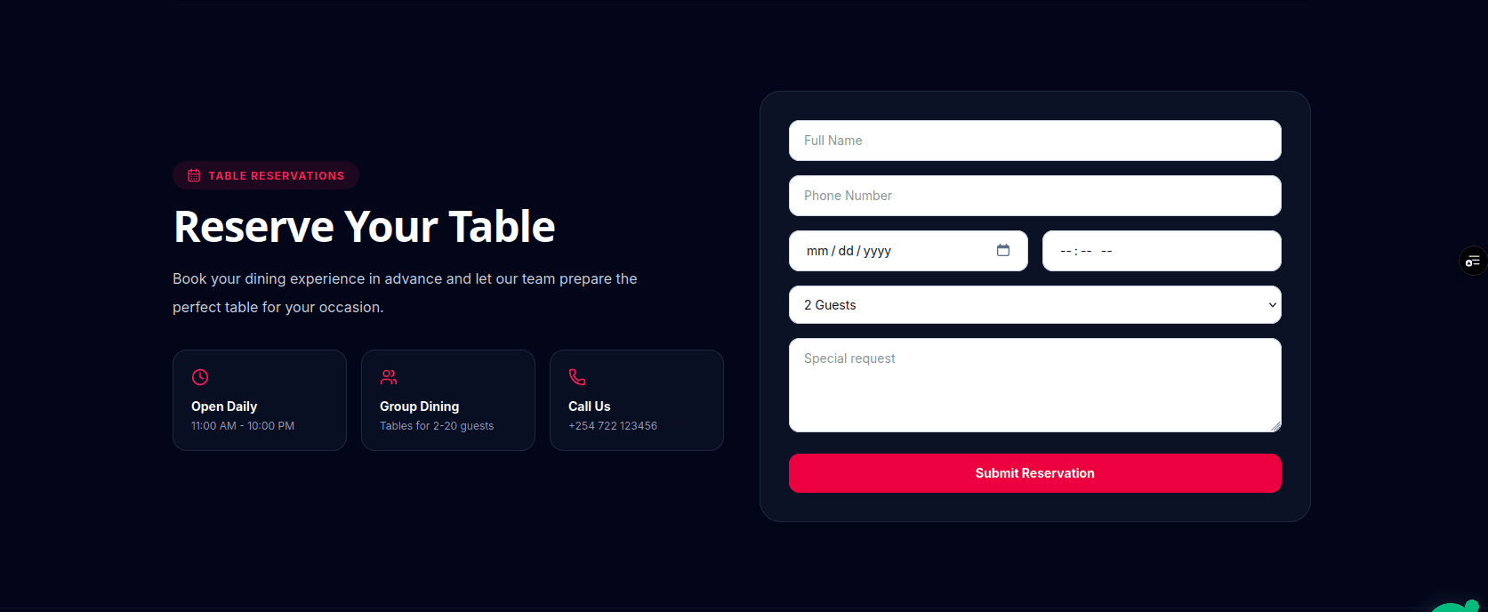 Restaurant Website screenshot 3