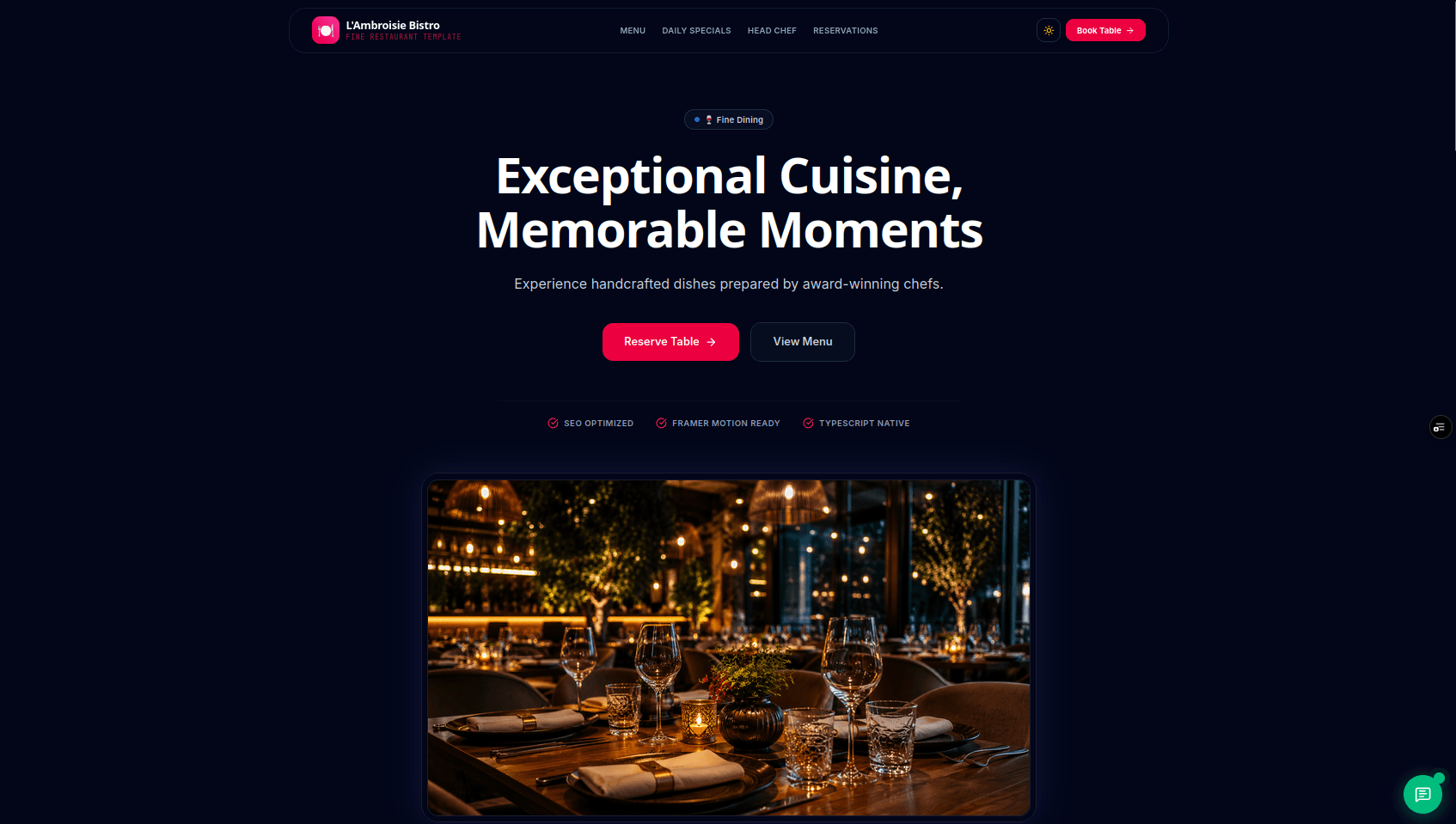 Restaurant Website screenshot 1